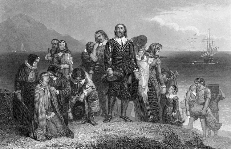 Прибытие пуритан на Плимутскую скалу. Ссылка: https://www.thoughtco.com/history-of-the-plymouth-colony-4158197