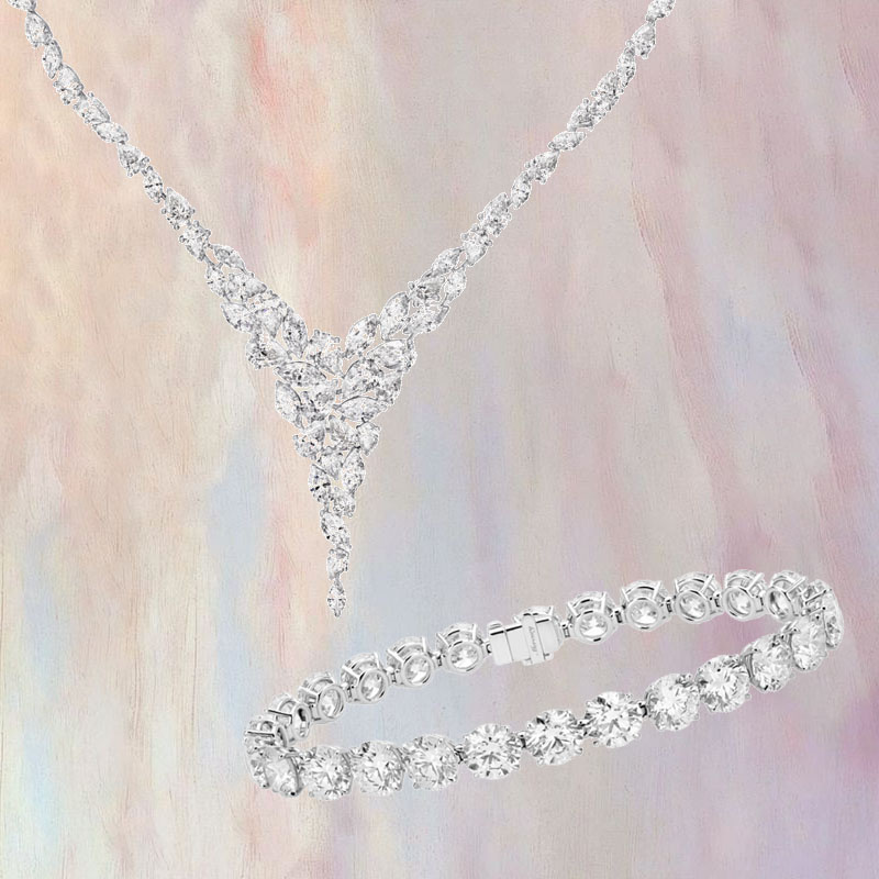 Колье Graff и браслет Mercury Classic из белого золота с бриллиантами