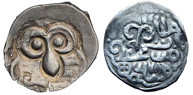 "Куньи мордки" - древнейшие среди денег княжеств северо-восточной Руси. Монеты Рязанского княжества - дирхемы Золотой орды, на которые был надчеканен княжеский знак. 14 в.