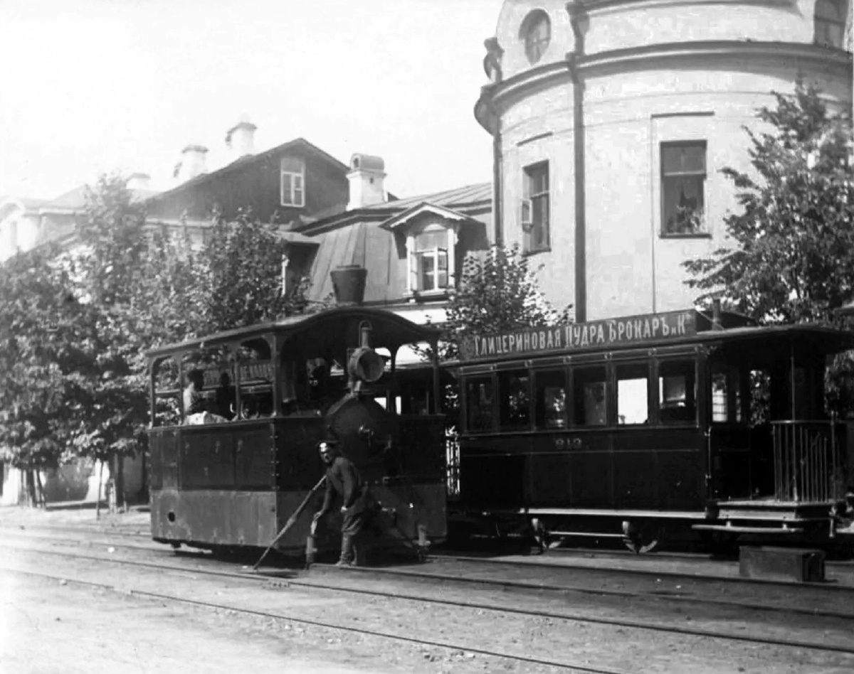 Остановка парового трамвая в Тимирязевской академии. Фото с сайта tranphoto.org