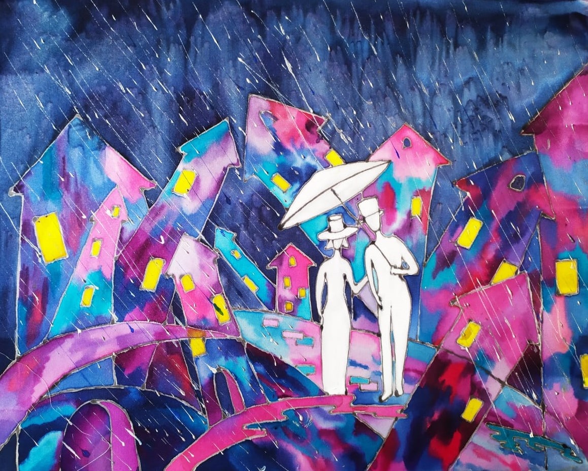 Двое. Батик. Работа автора.