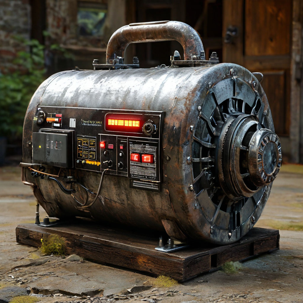 Генератор. Надо вращать там у него внутри катушки.