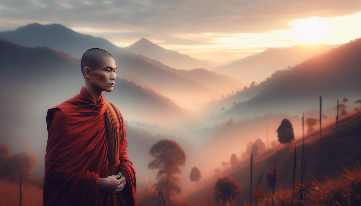 Лама Таши в кашае (буддийская одежда). Качество фотографии улучшено нейросетями.