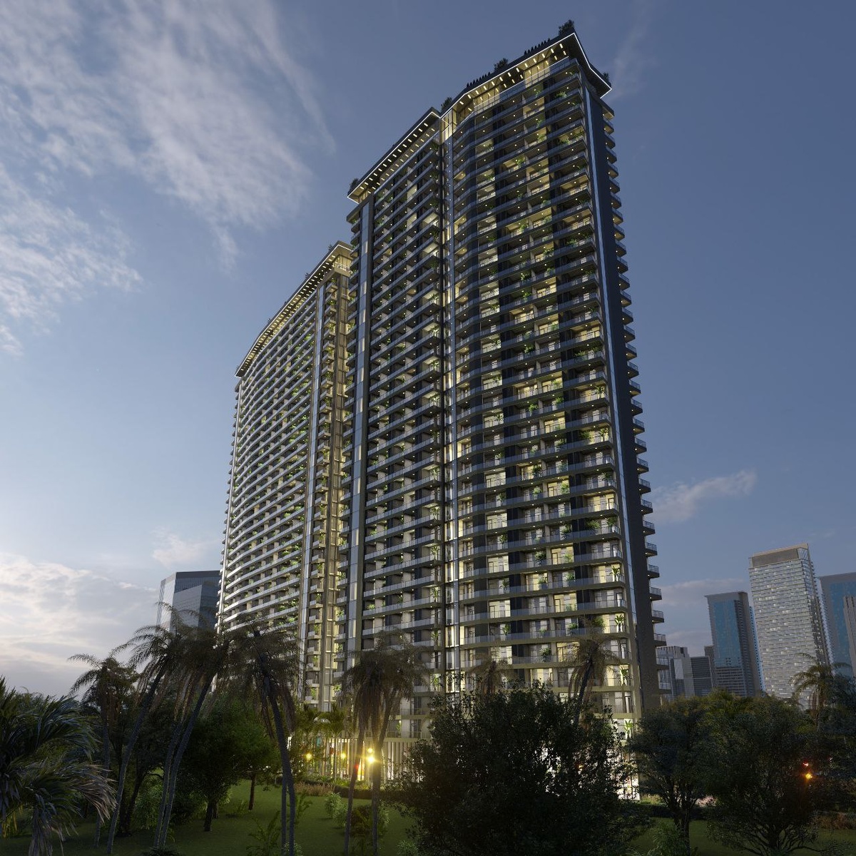 Два корпуса строящегося комплекса