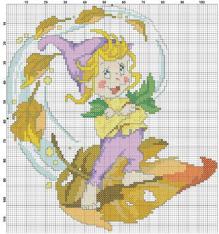 Размер 108 на 115 стежков, цветов 26