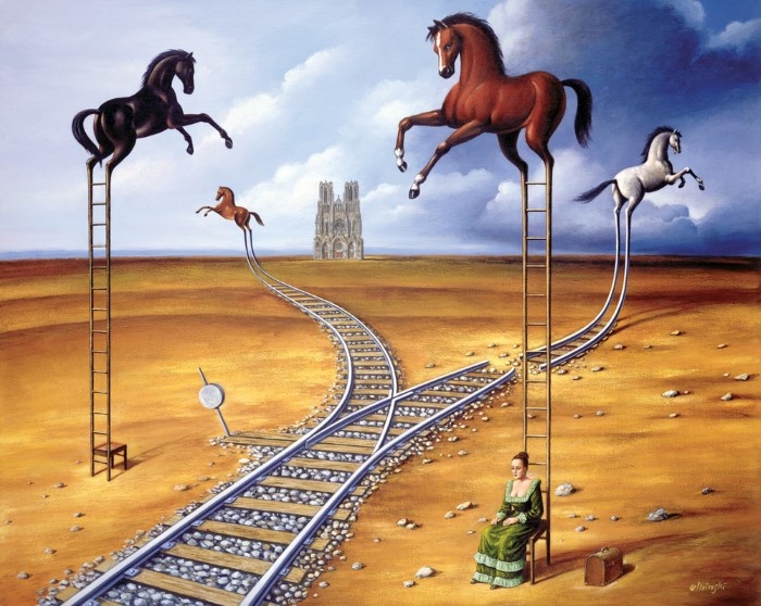 Рафал Олбински. "Лошади на железнодорожных путях"