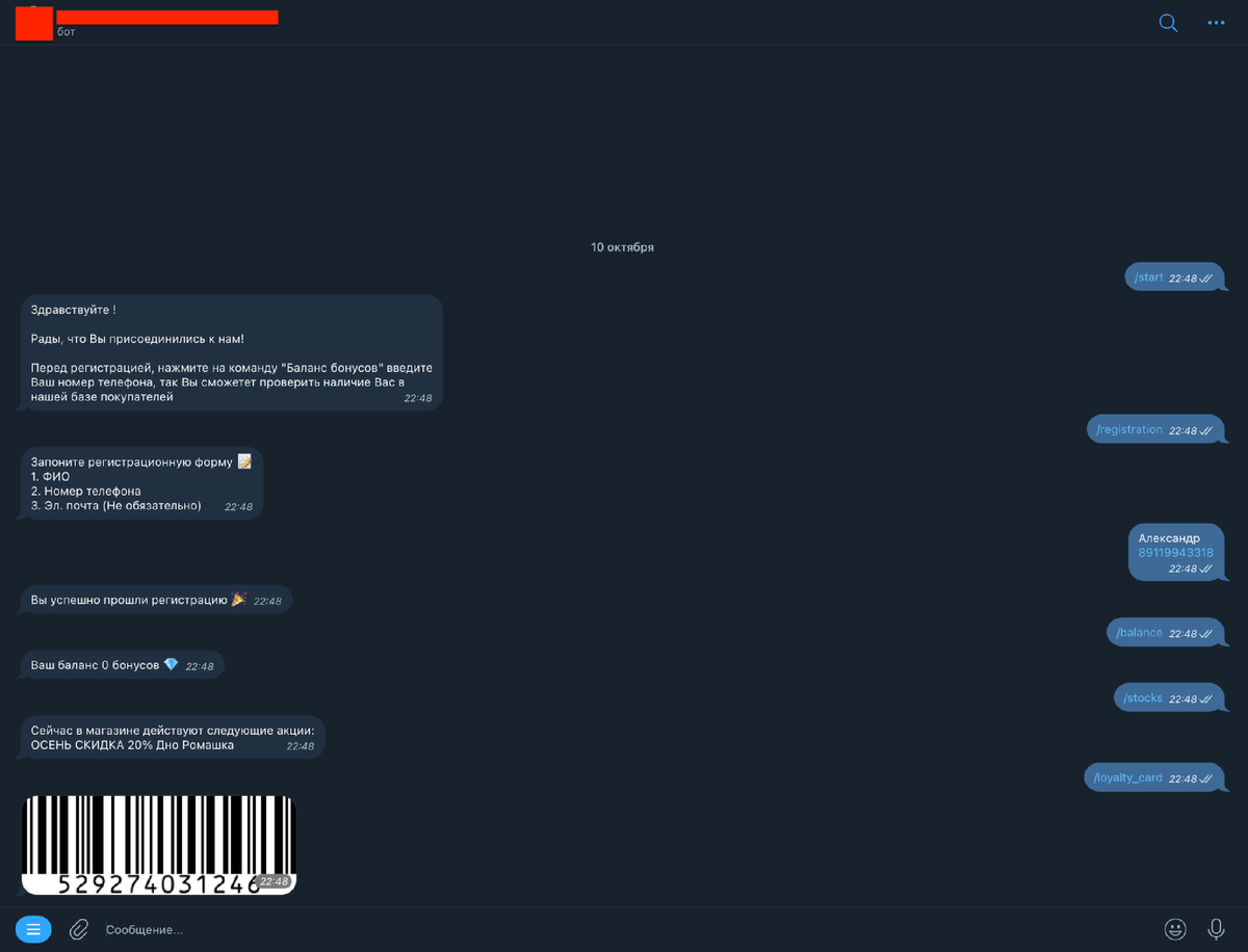 Работоспособность бота