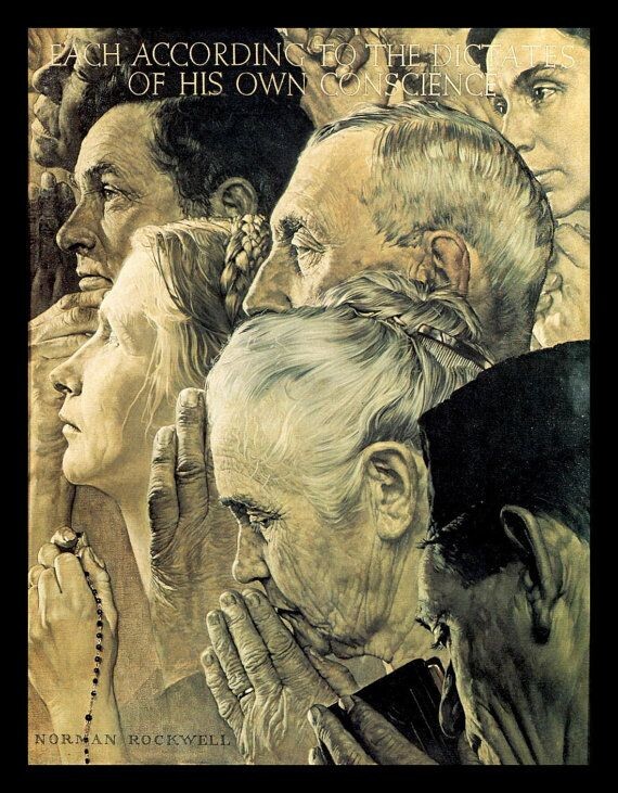 Каждый, сообразно своей совести... "Свобода вероисповедания", Норман Роквелл... 