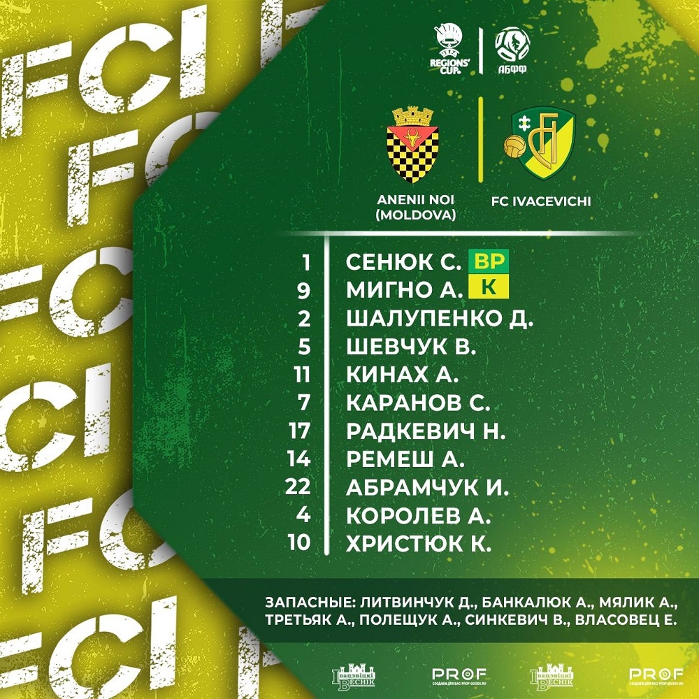 Состав ФК «Ивацевичи» на матч с молдавской командой Сергей Белевич  📷
