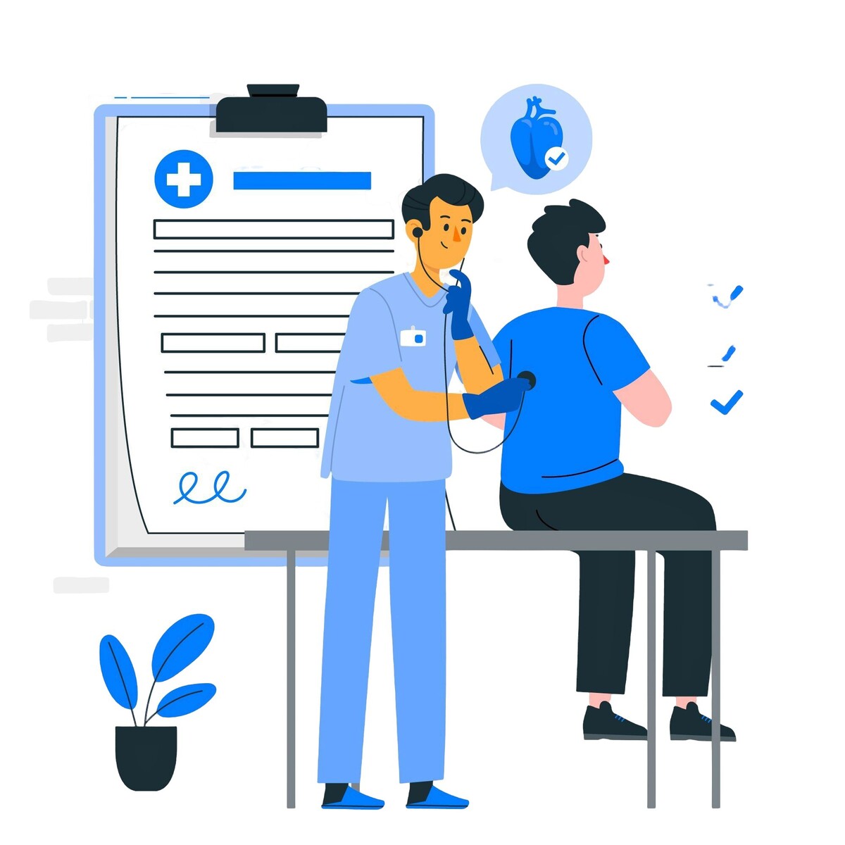 врач слушает легкие пациента