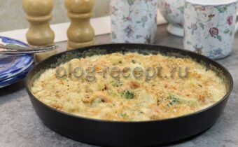Мягкая запеканка из рыбы с овощами в нежном соусе