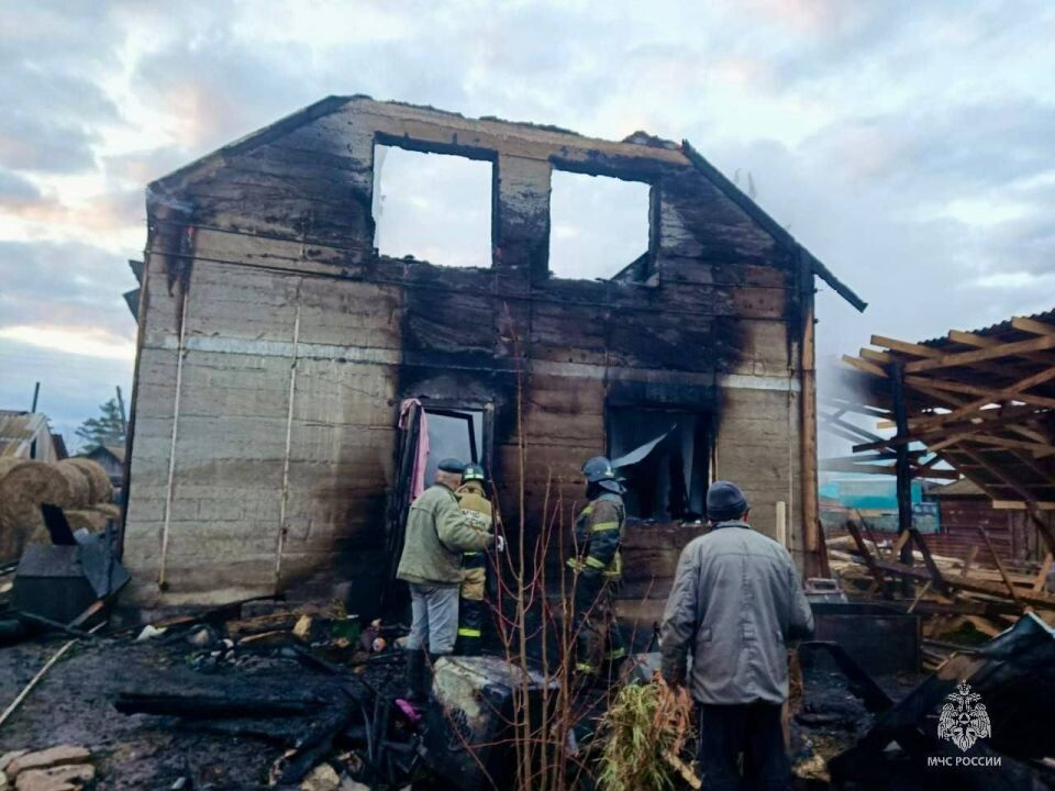    Пожар в Сростках. Источник: МЧС России