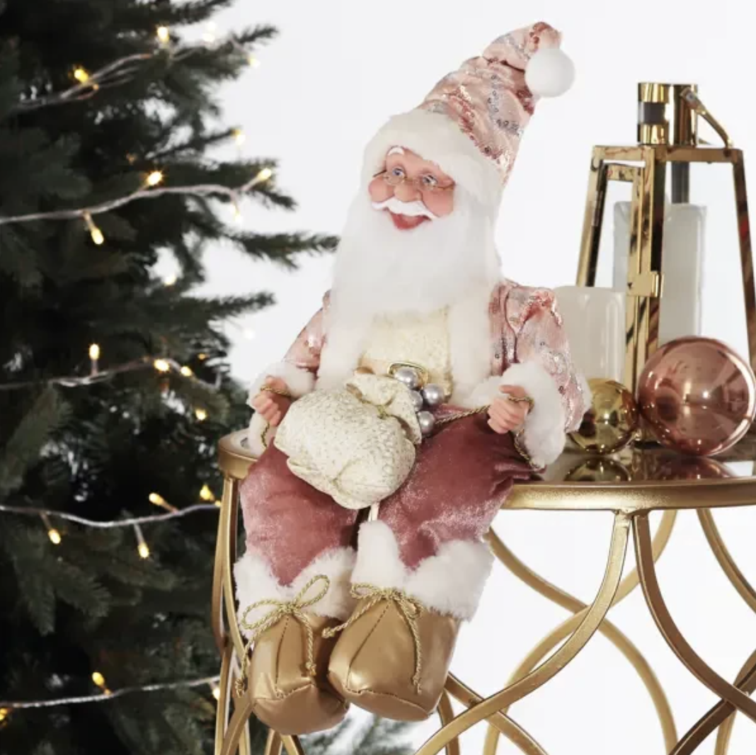 Реалистичная игрушка «Дед Мороз» розовый для нежной ёлки