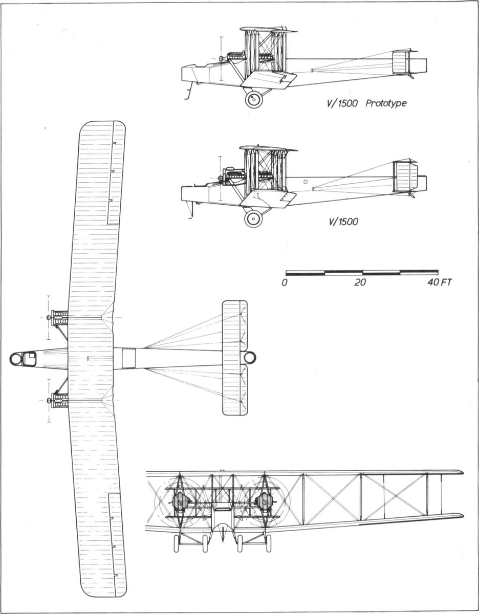  схема в трех проекциях бомбардировщика V/1500