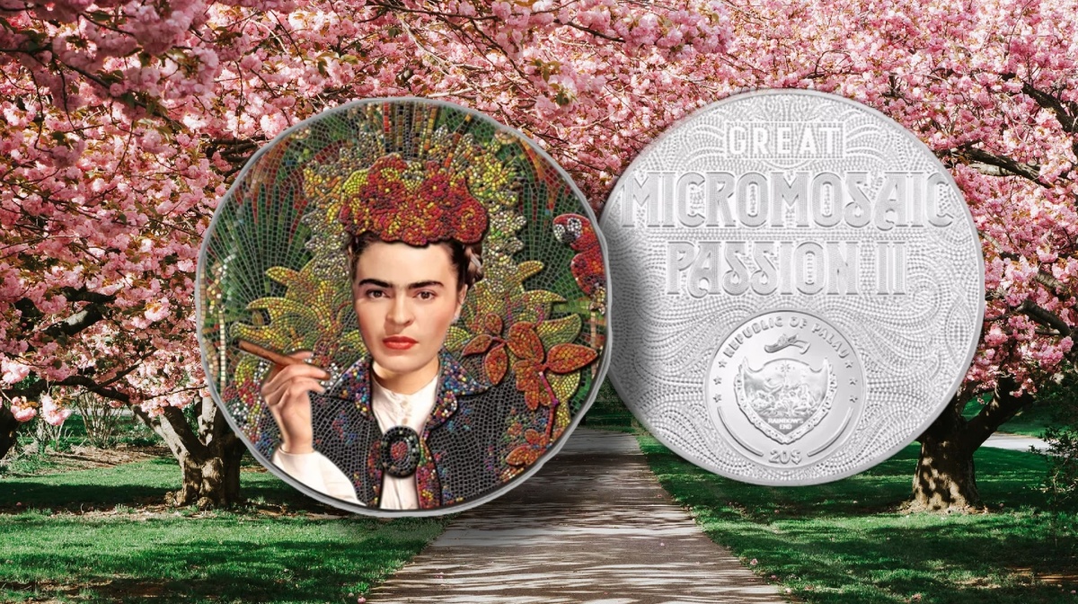 20$ Палау 2023г. Ag «Фрида Кало La Maravilla (Чудо)» Примечание: при создании коллажа немного искривил край монеты - извините, так получилось. 😞