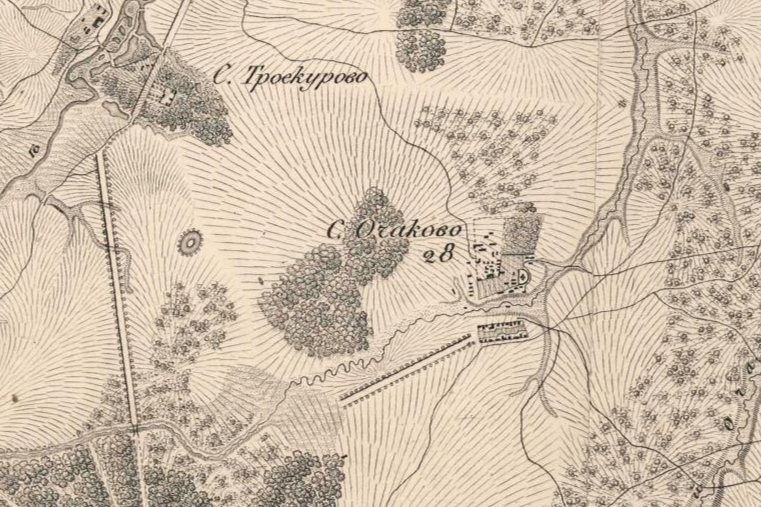 Село Очаково на плане Москвы 1823 года. Источник: retromap.ru