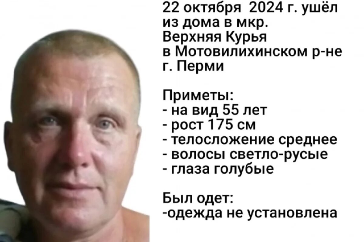    Поиск пропавшего в Перми мужчины ведётся больше двух недель