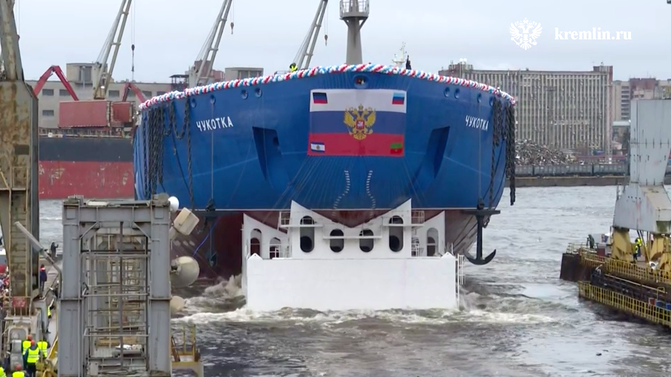 Спуск на воду УАЛ «Чукотка». Источник: t.me/news_kremlin/4708