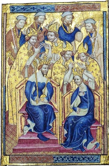 Коронация короля Ричарда II и Анны Чешской, миниатюра XIV века