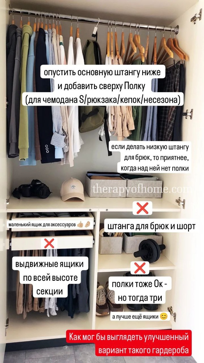 Как стоило изменить такой гардероб на этапе проектирования именно для этого мужчины, его вещей и привычек