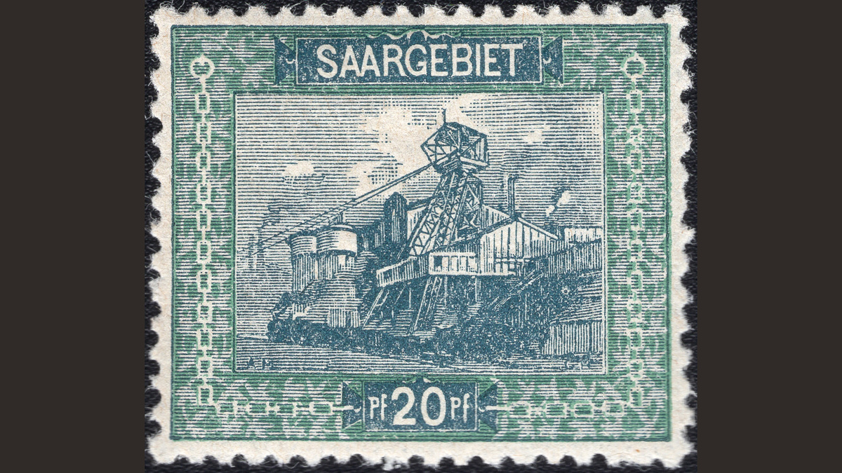 1. Германия. Саар, 1921 год, № 55 A. Конвейерная вышка шахты.