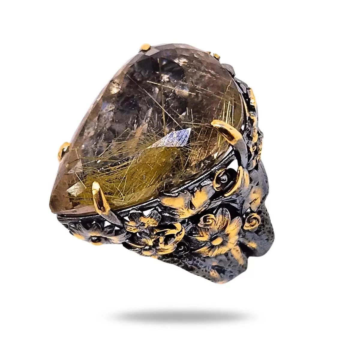 Кольцо из серебра с кварцем волосатик 46,9ct