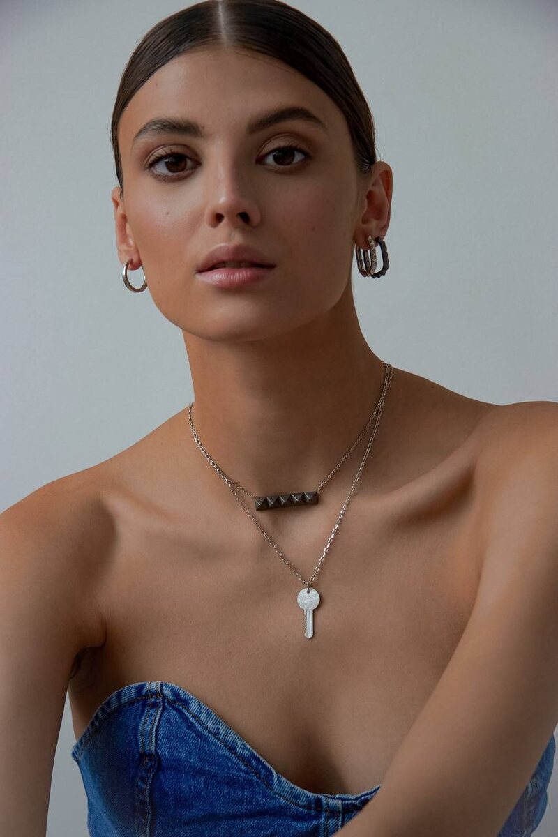 Серебряное колье-чокер «ШИПение» black
