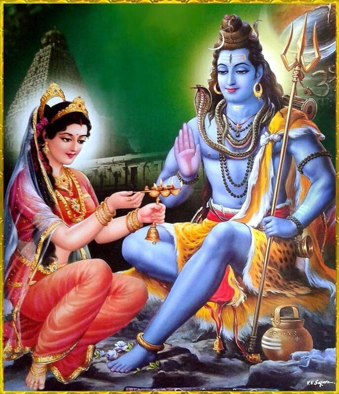 Беседа Господа Щивы и Па̄рвати на Кайласе.