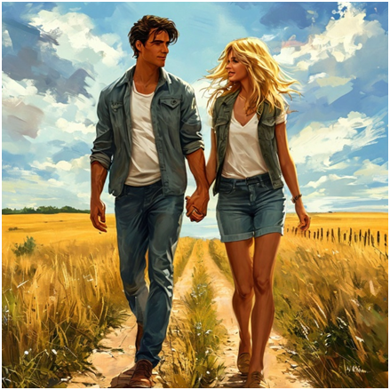 Сгенерировано ИИ- молодые, любящие  муж и жена. 