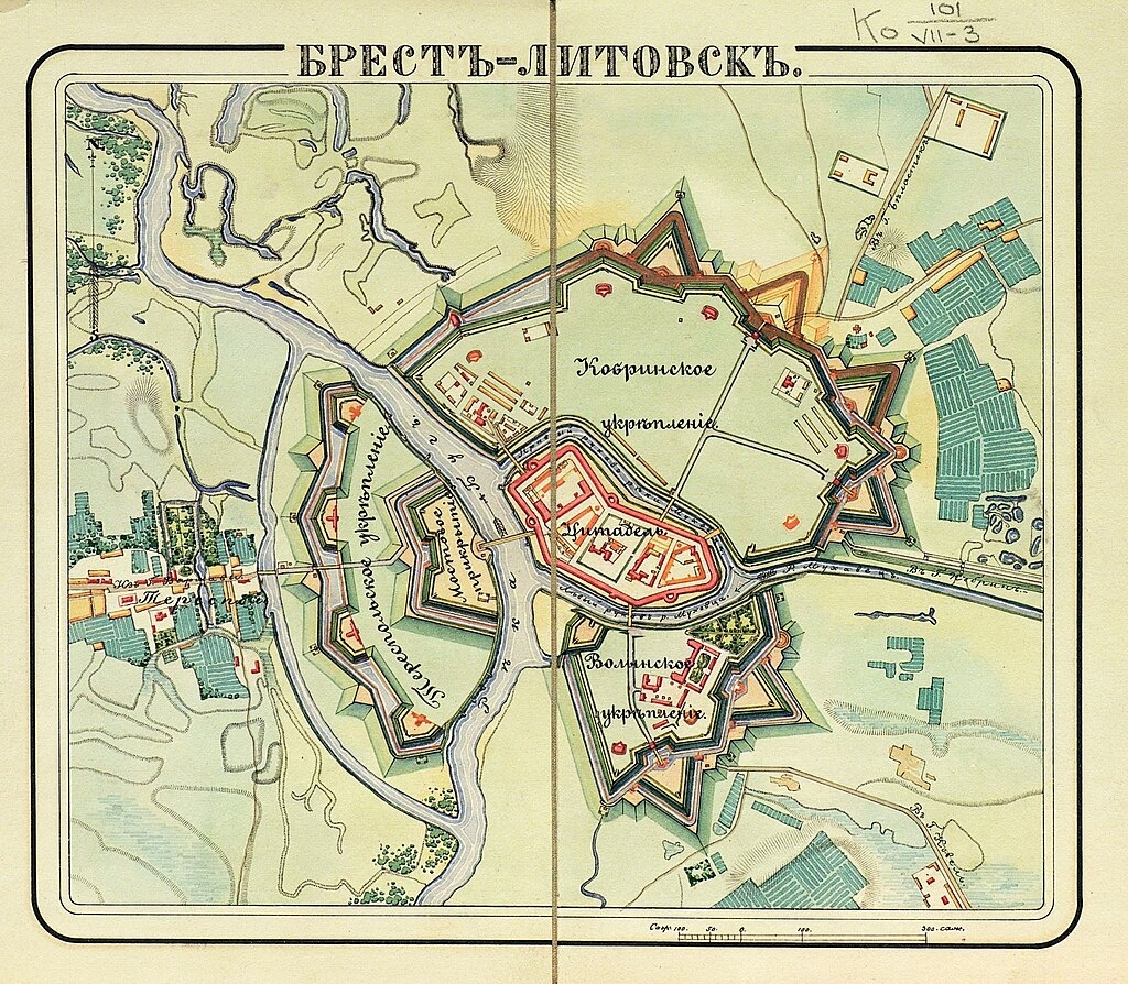 Карта-схема Брестской крепости, ок. 1834 года 
