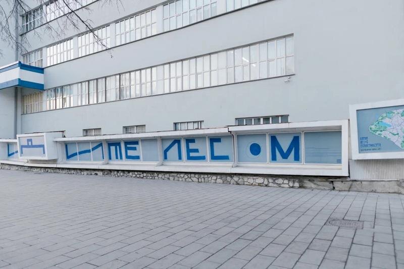    Пресс-служба фестиваля «ЧО». Мурал с названием «Идите лесом» появился на лицевой стороне фасада Главпочтамта