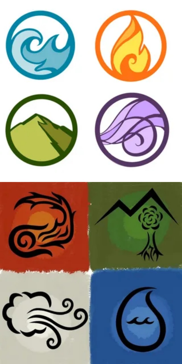 Фотоколлаж автора статьи, символы четырех стихий 