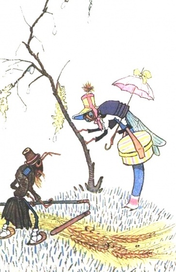 Е. Рачёв. Иллюстрация к басне И. Крылова "Стрекоза и муравей".