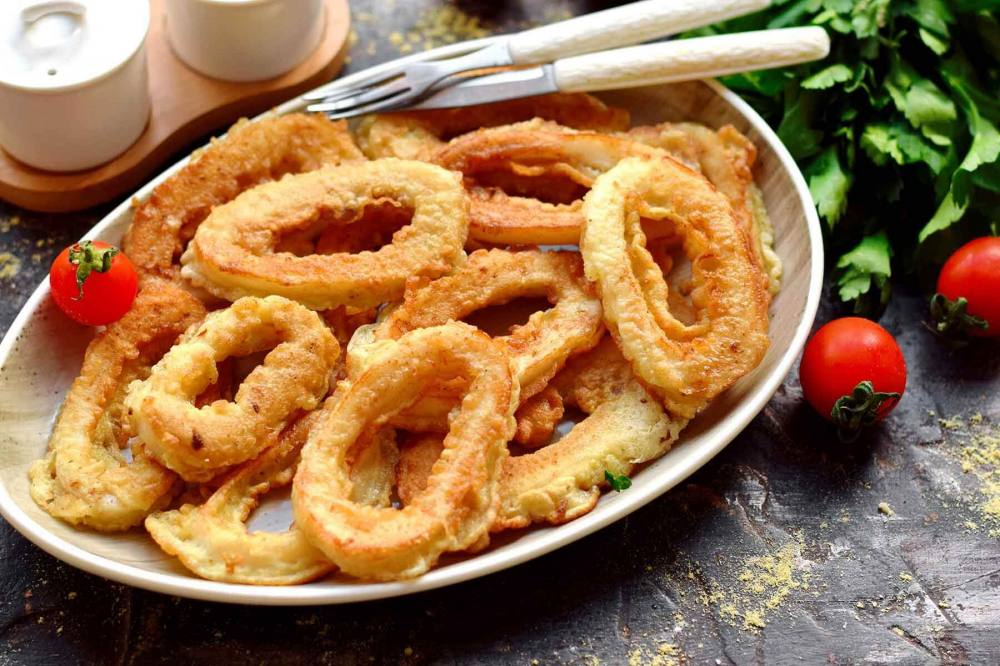 Кольца кальмаров в кляре на кефире