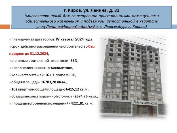    Кировские недострои выставят на торги