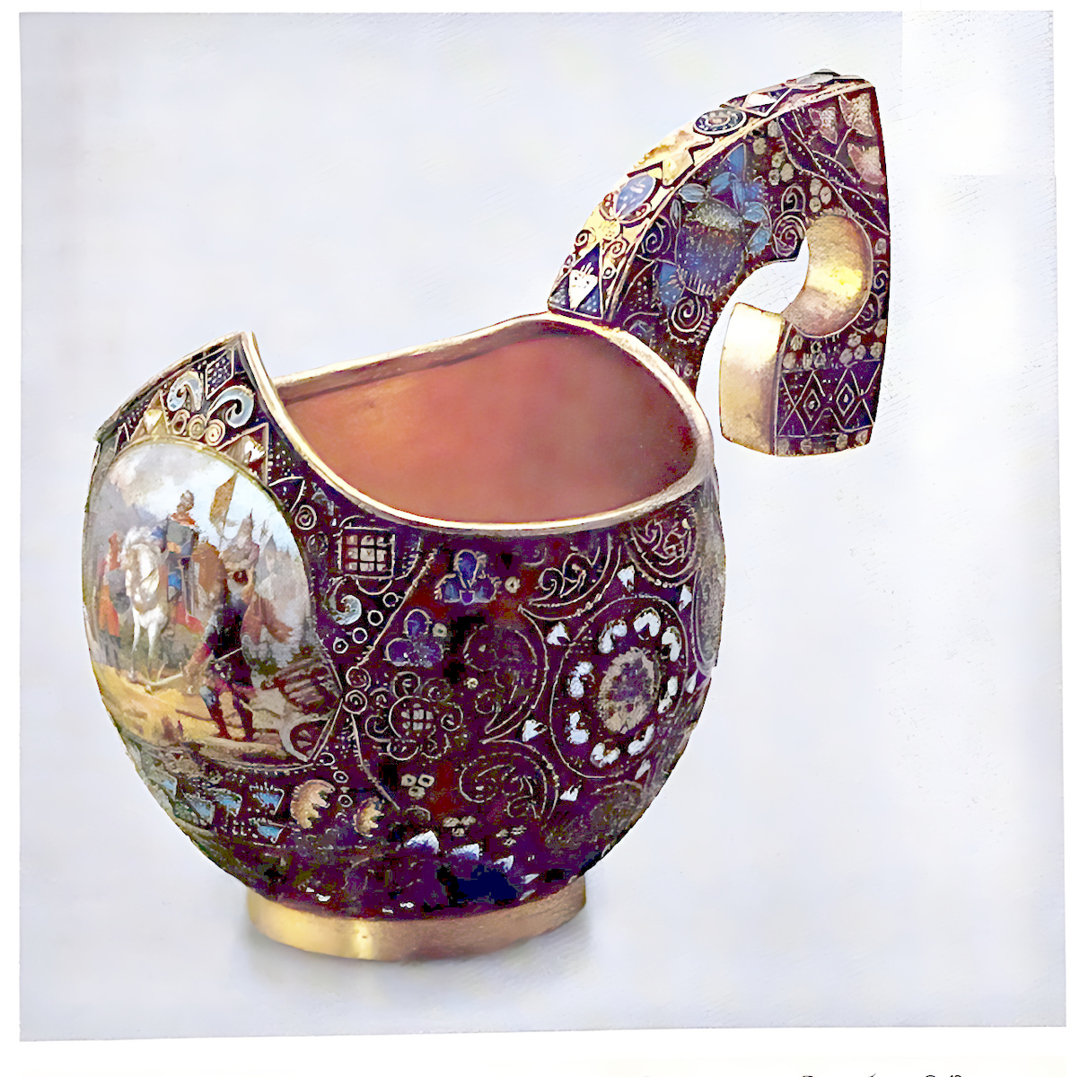 Ковш Фаберже , мастер Рюкерт ,  живописная эмаль, золочение 1908 -1914