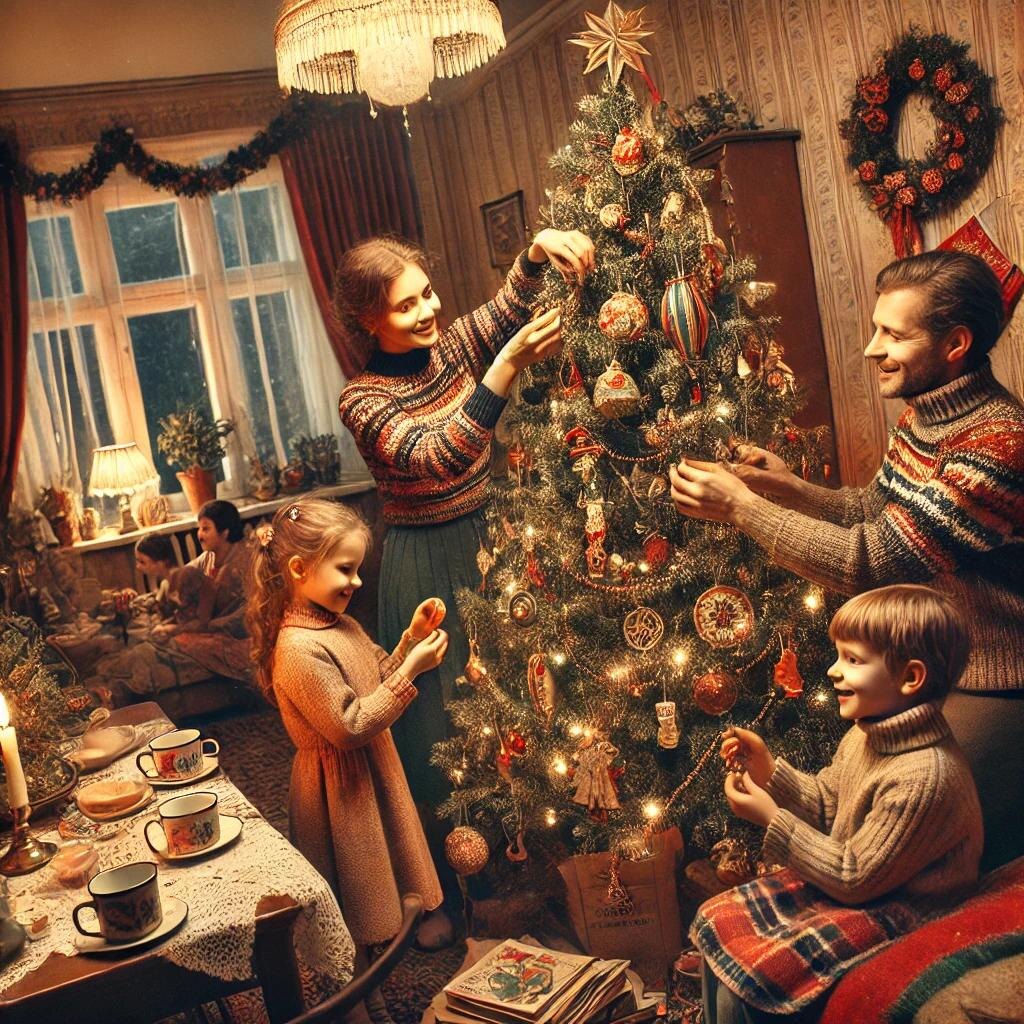 Наряжать елку всей семьей