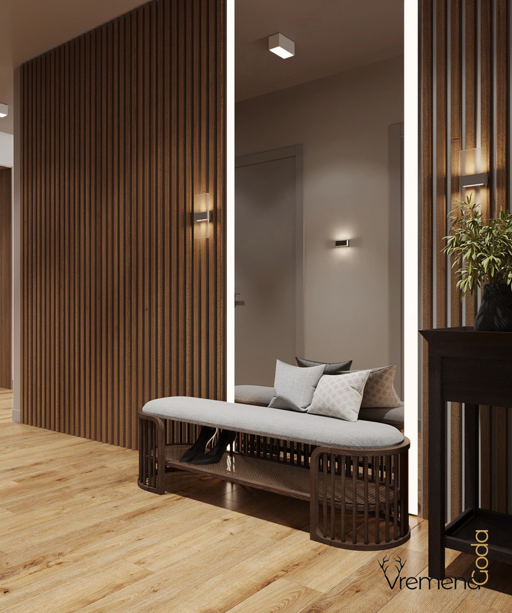 Пример использования природной текстуры дерева в проекте студии VG interiors