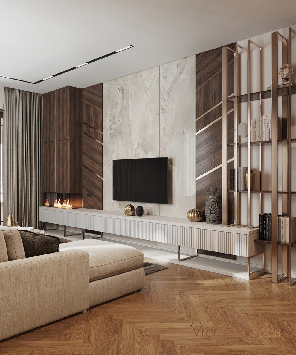 Пример использования природной текстуры дерева в проекте студии VG interiors