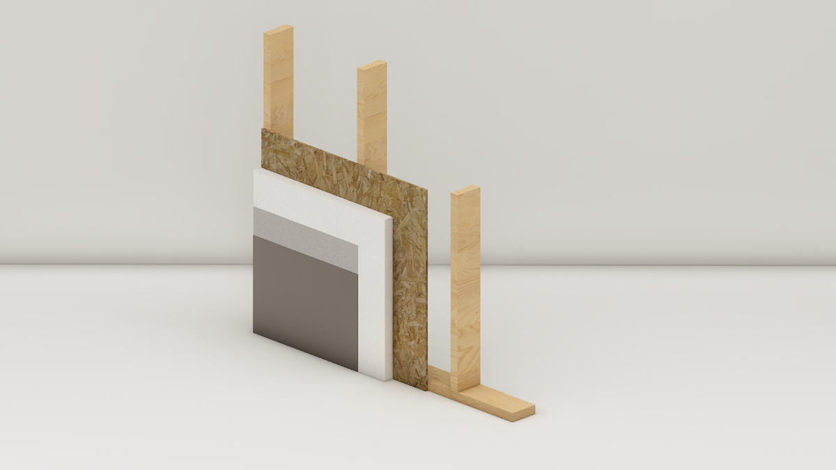 Несущий каркас с наружной обшивкой листами ОСБ, как и в комплектации № 1, плюс наружная отделка системой СФТК. Система СФТК (система фасадных теплоизоляционных композиционных материалов с наружными штукатурными слоями) — это инновационный подход к утеплению зданий, который сочетает в себе теплоизоляцию и отделку фасада здания. Система СФТК представляет собой многослойную конструкцию, состоящую из утеплителя, армирующего слоя, клеящего состава. Преимущества данной комплектации: при монтаже крупноразмерных панелей грузоподъемными механизмами (кранами) Вы уже получаете некий дополнительный внешний тепловой контур с отштукатуренной поверхностью, готовый под финишную «отделку» (покраска, декоративная штукатурка). Данная отделочная фасадная система изготавливается в заводских условиях. Следовательно, отсутствуют такие риски, связанные с производством таких работ на строительной площадке, как неровность покрытия, нарушение технологических этапов из-за температурного режима, погодных условий (дождь, снег, мороз) и, как следствие, недолговечность покрытия. Отсутствие дополнительных неотъемлемых подготовительных этапов, таких как устройство лесов. Стоимость наших работ сравнима со стоимостью бригад (ИП), но заводское качество сравнимо выше. *В данной комплектации желателен монтаж окон для своевременной отделки «оконных откосов», а также возможна замена ОСБ на ЦСП.