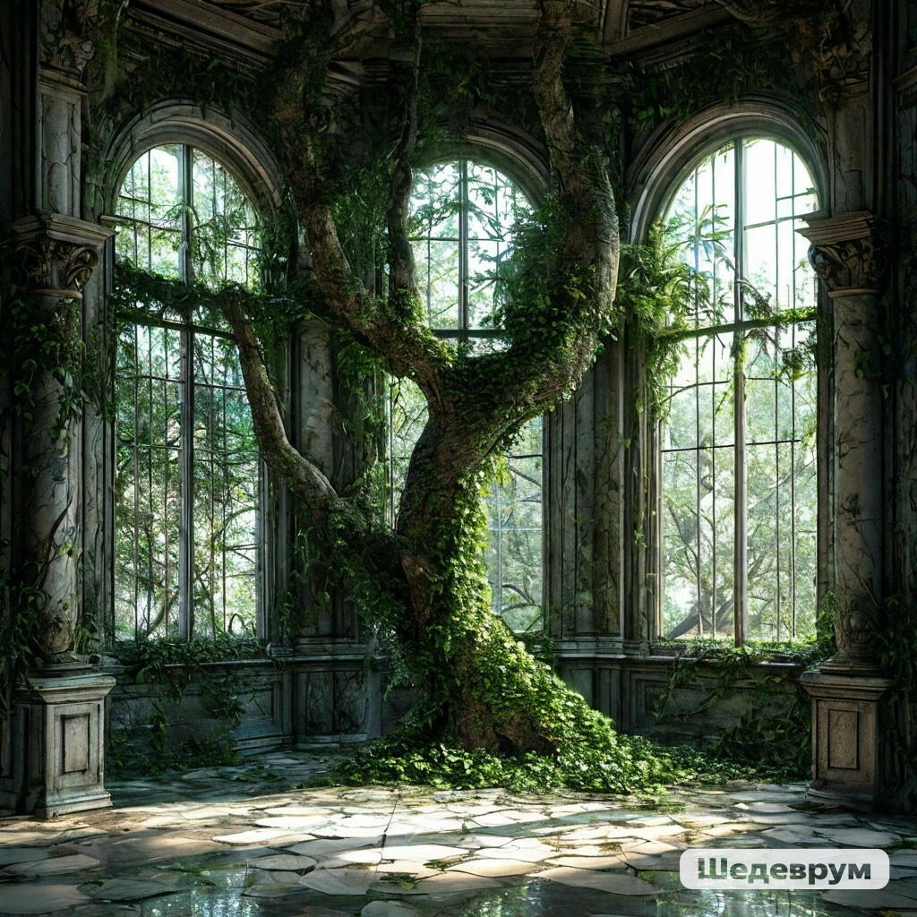 Изображение сгенерировано в нейросети Шедеврум на канале Попутный ветер - дерево
