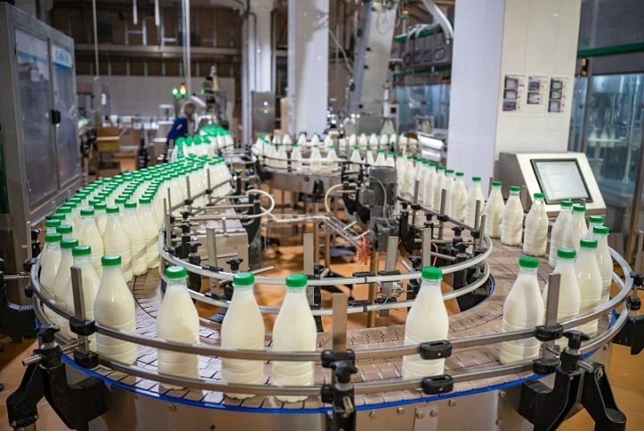 Линия по производству молочной продукции на одном из агропредприятий РФ. Источник: mcx.gov.ru.