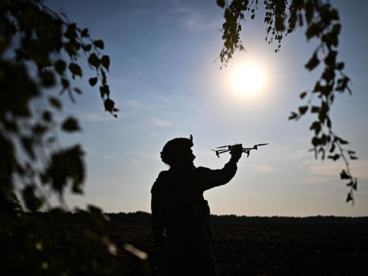    Военный ВС РФ держит БПЛА© РИА Новости / Сергей Бобылев