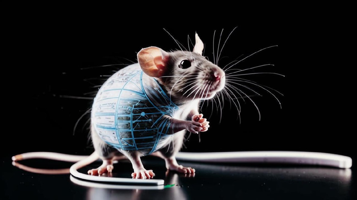 Крыса с электродами в мозге при помощи нейросети управляет миром. Автор - Кандиныч