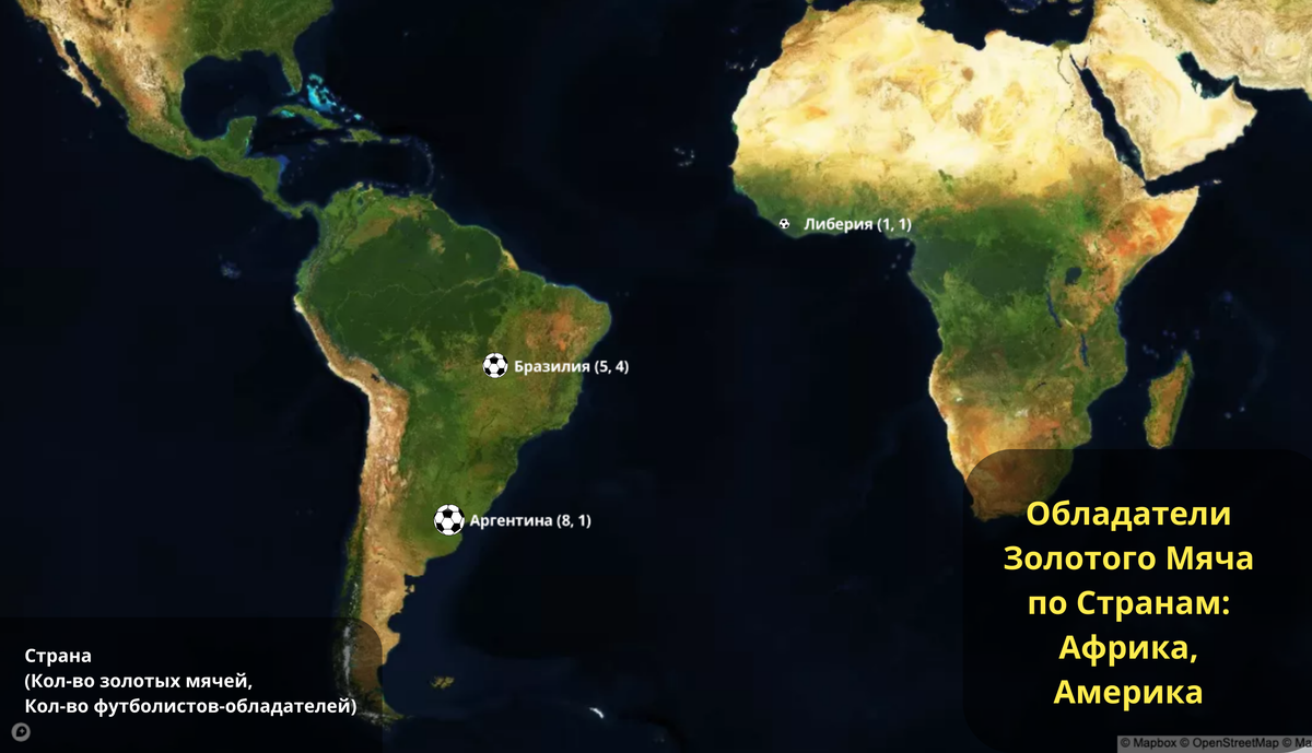 Обладатели Золотого Мяча по Странам: Африка, Америка