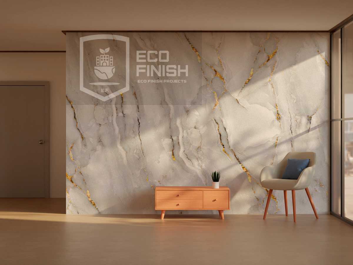 Дизайн-проект с нанесением гибкого мрамора на готовое фото, выполненный дизайнерами Эко-Финиш.