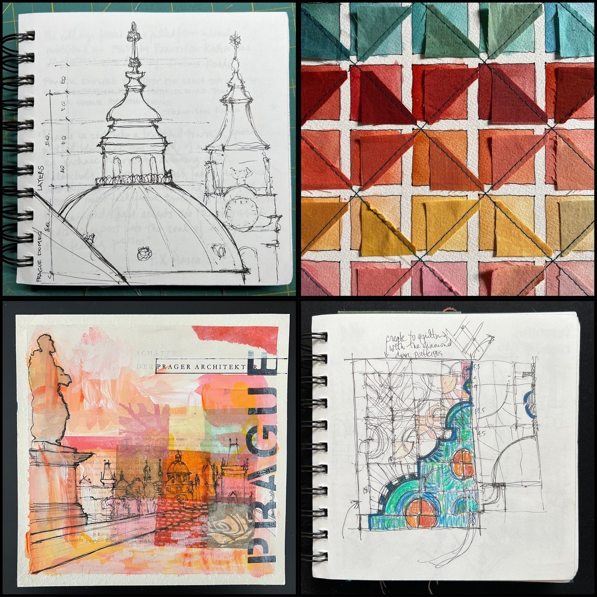 Эскизы идей, коллаж и карта выбора ткани. 