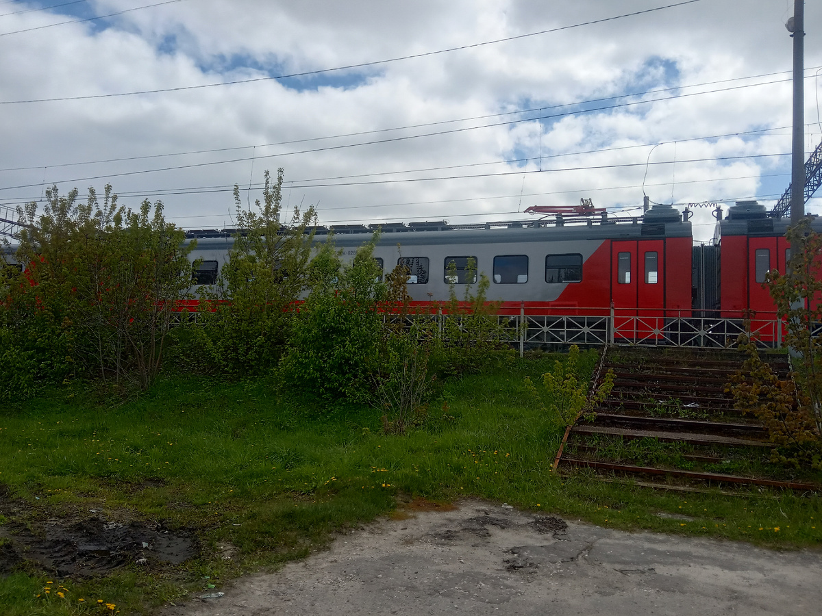 Подходим к станции и на одном из приемо-отправочных путей видим что-то нетипичное. Неужто Ласточка?