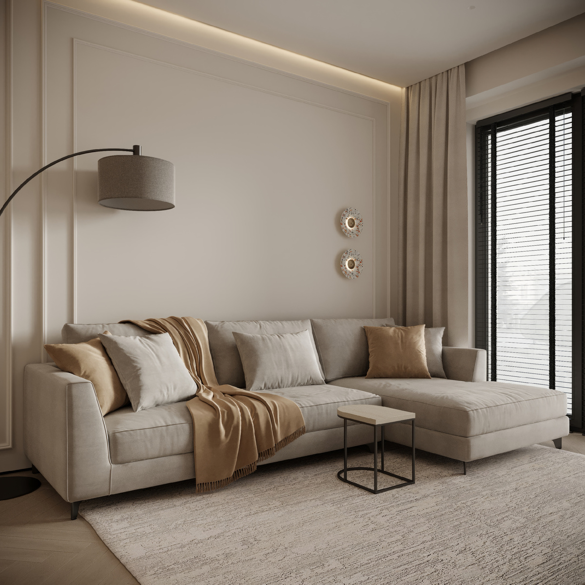 Кадр из моего проекта ЖК HIDE. Кухня-гостиная.