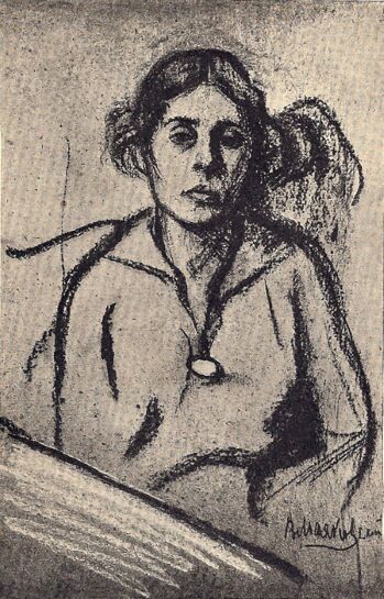 Лиля Брик. Рисунок В. В. Маяковского. 1916. Взято отсюда: https://ru.wikipedia.org/wiki/%D0%91%D1%80%D0%B8%D0%BA,_%D0%9B%D0%B8%D0%BB%D1%8F_%D0%AE%D1%80%D1%8C%D0%B5%D0%B2%D0%BD%D0%B0#/media/%D0%A4%D0%B0%D0%B9%D0%BB:Mayakovsky_L.Brick_1916.jpg